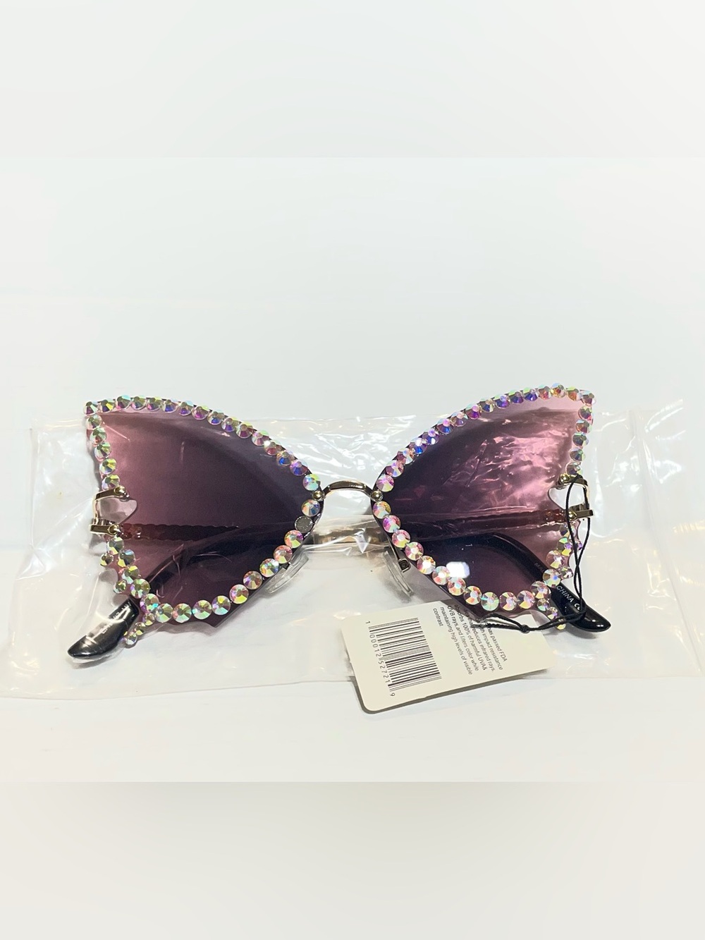 Rhinestone Cat Eye Sunglasses in Purple & Multicolor